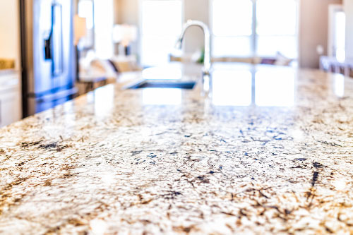 a polished granite countertop or surface